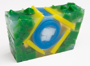 Sabonete com a bandeira do Brasil